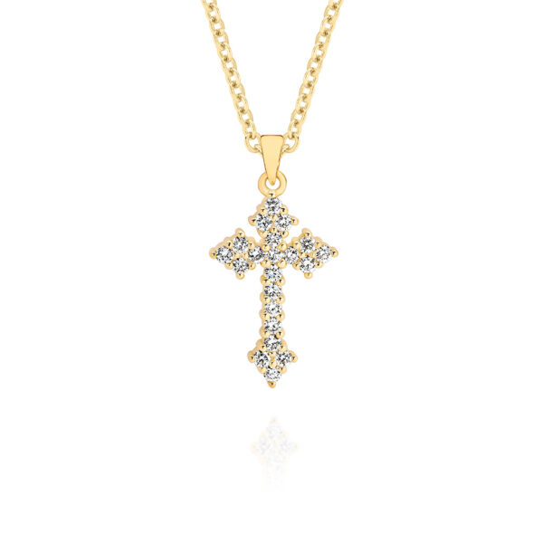 Gregory Diamond Claw Set Cluster Diamond Cross Pendant Yellow Gold | O404YG