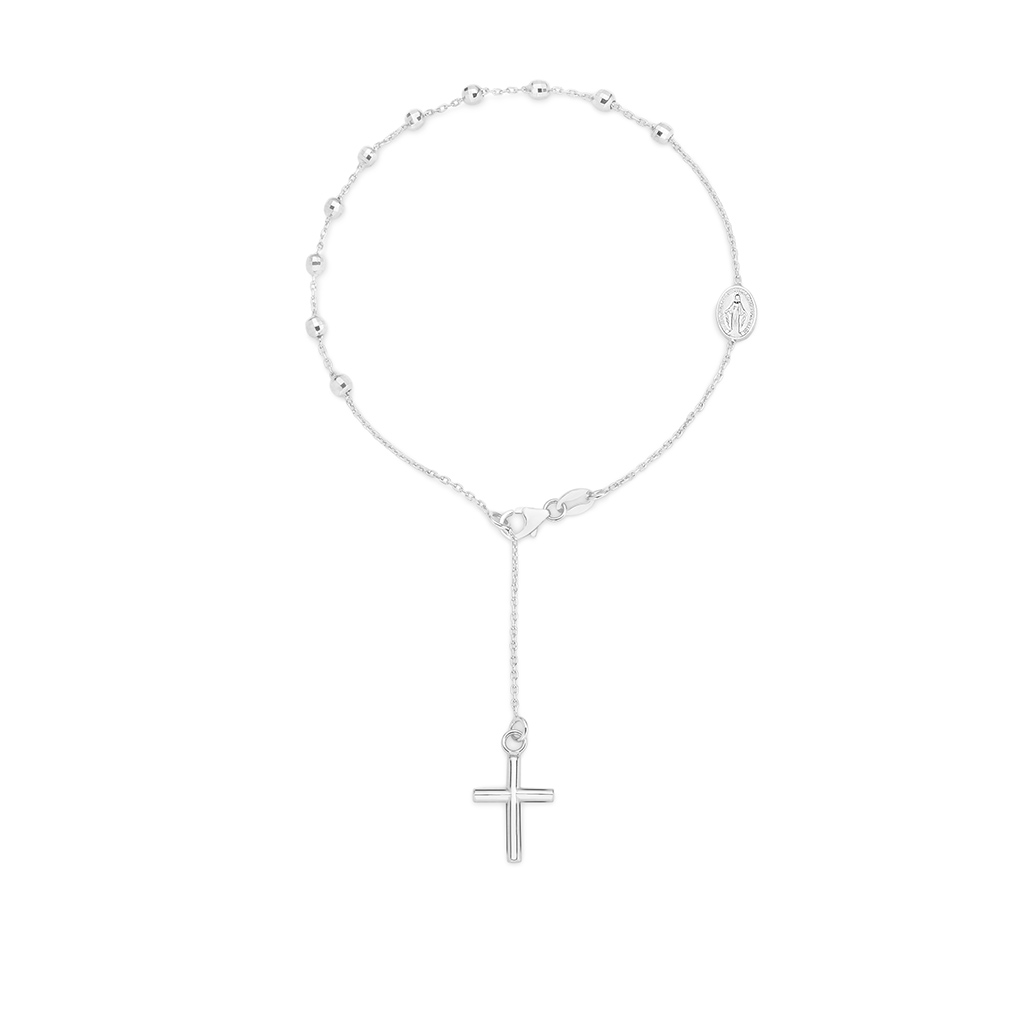 18K White Gold Rosary Bead Bracelet