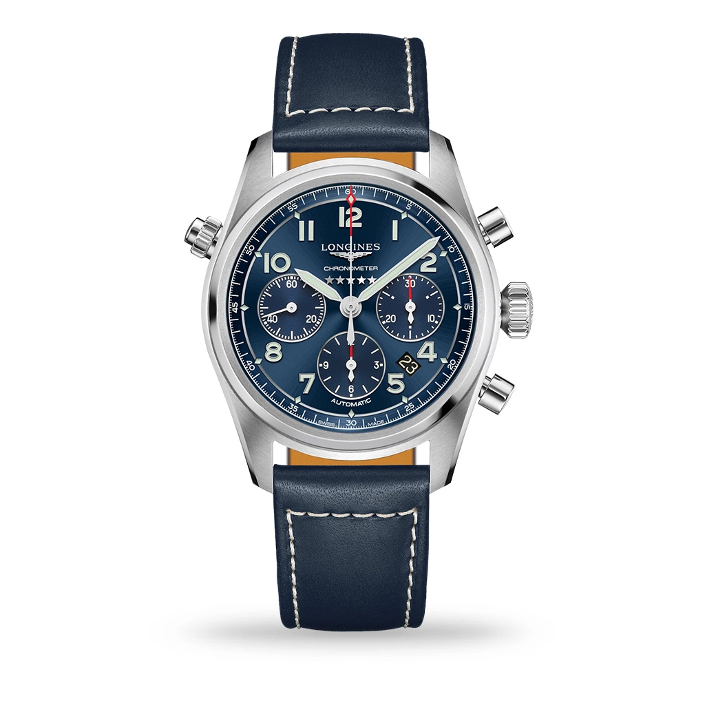 Longines Spirit Chronograph Automatic 42mm Blue Leather Strap