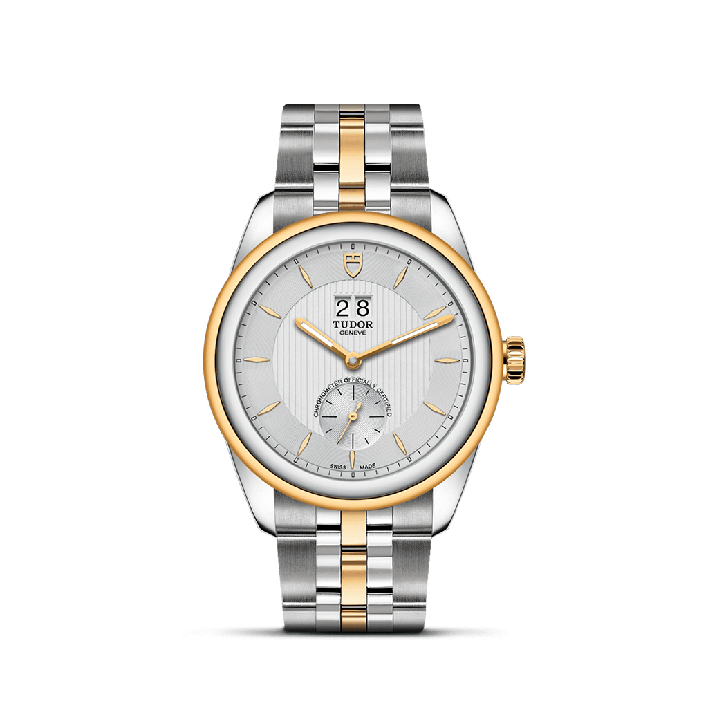 Tudor Glamour Double Date 42mm Silver Dial Steel and Yellow Gold Bracelet