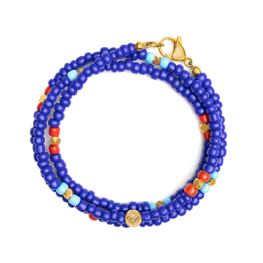Nialaya The Mykonos Collection - Wrapbead Blue & Red Vintage Glass Beads with Turquoise MCHCO_135