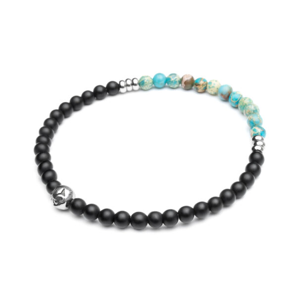 Nialaya Men's Wristband with Matte Onyx and Turquoise | MCHCO_605