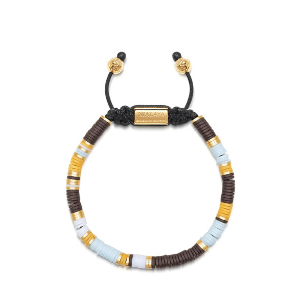 Nialaya Tulum Men's Bracelet with Coloured and Gold Disc Beads | MCRG_015