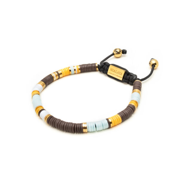 Nialaya Tulum Men's Bracelet with Coloured and Gold Disc Beads | MCRG_015