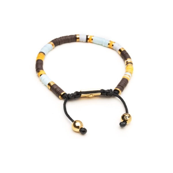 Nialaya Tulum Men's Bracelet with Coloured and Gold Disc Beads | MCRG_015