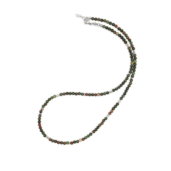 Nialaya Men's Beaded Necklace with Oriental Jasper and Sterling Silver Tube Beads | MNEC_129