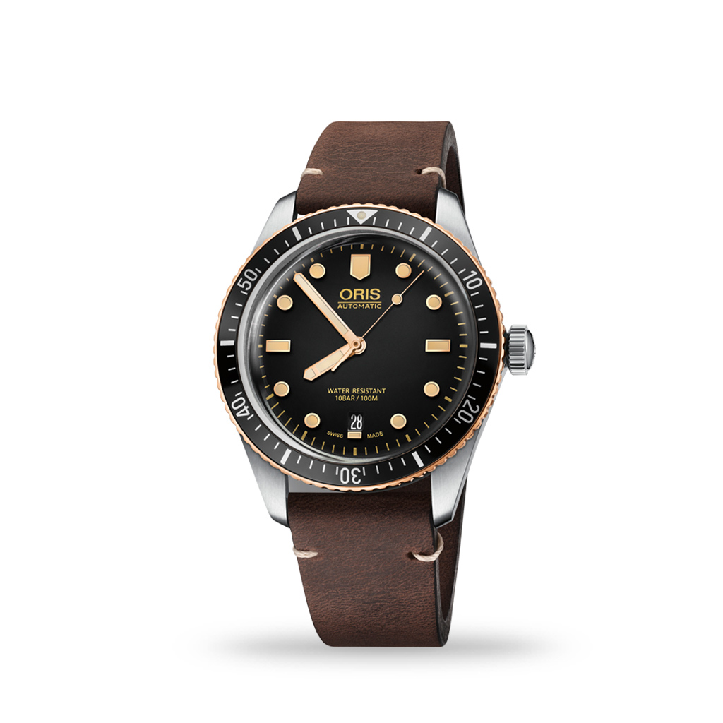 ORIS Divers Sixty Five 40mm Bronze Bezel Leather Strap