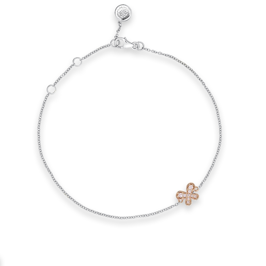 Kimberley White & Argyle Pink Diamond Blush Butterfly Bracelet