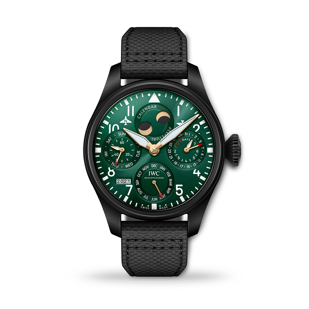 IWC Pilot&#8217;s Watch &#8220;Perpetual Calendar Edition&#8221; 46mm Racing Green Dial Calfskin Strap