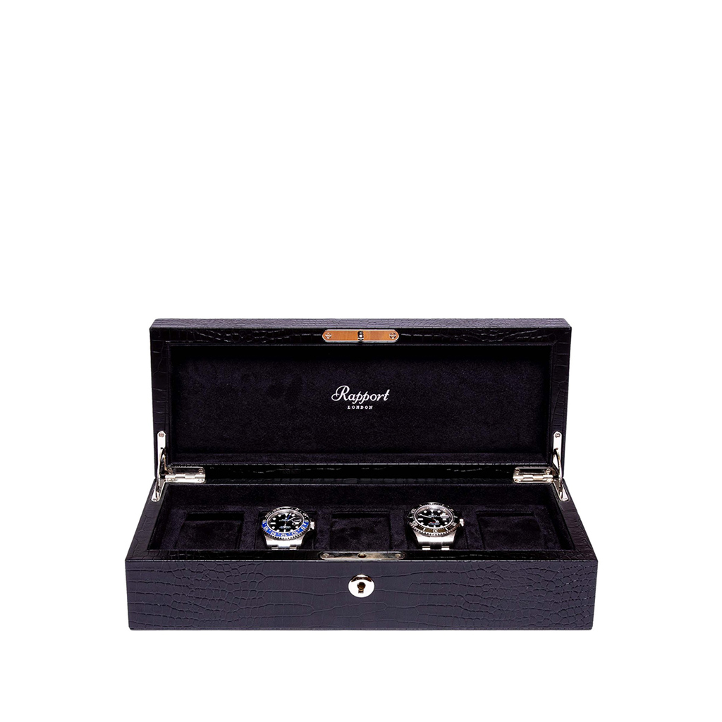 Rapport Brompton Black Leather Five Watch Box