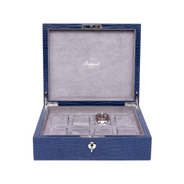 Rapport Brompton Blue Leather Eight Watch Box L266