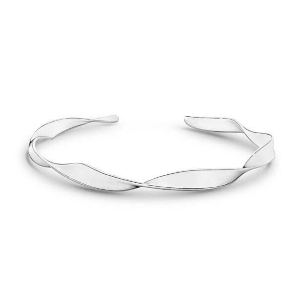 Leyla Rose Annabelle Ribbon Twist Silver Cuff Bangle | LRG-B12-65MM