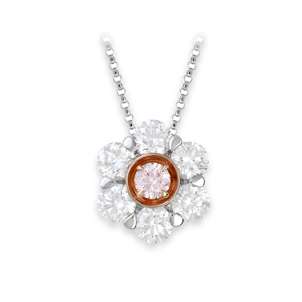 Kimberley White & Argyle Pink Diamond Peony Pendant