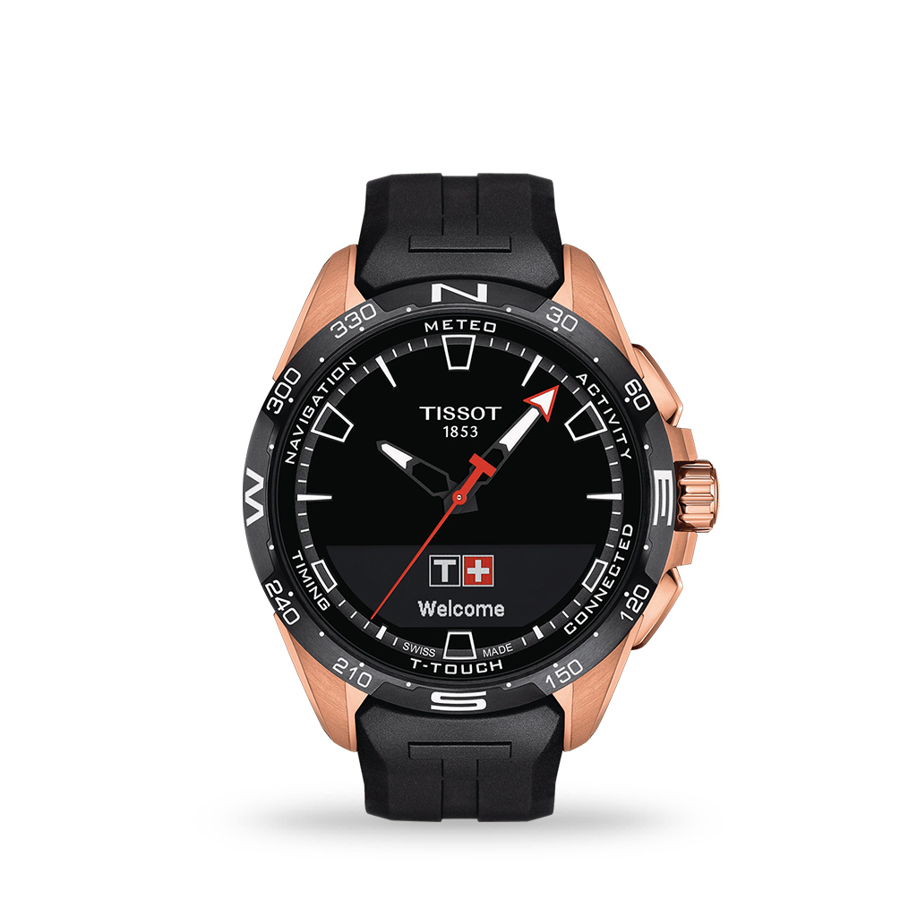 Tissot T-Touch Connect Solar 47mm Titanium Rose Gold Black Rubber Strap