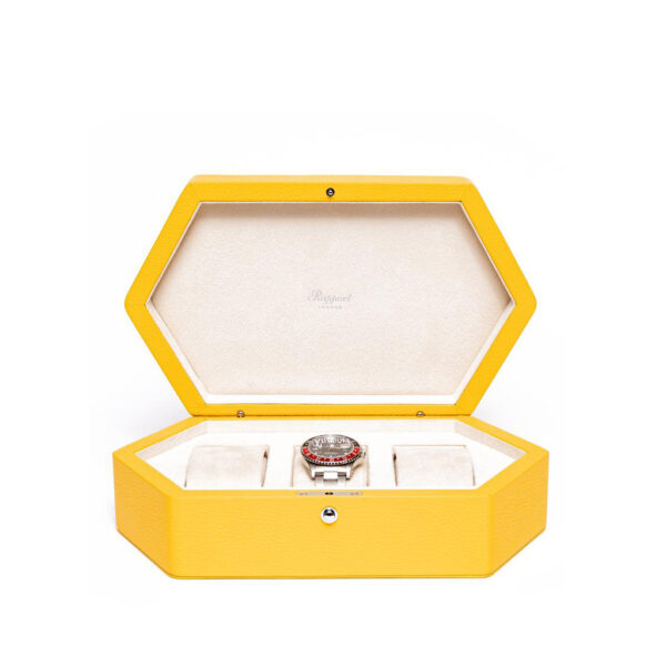 Rapport Portobello Yellow Leather Three Watch Box TA41