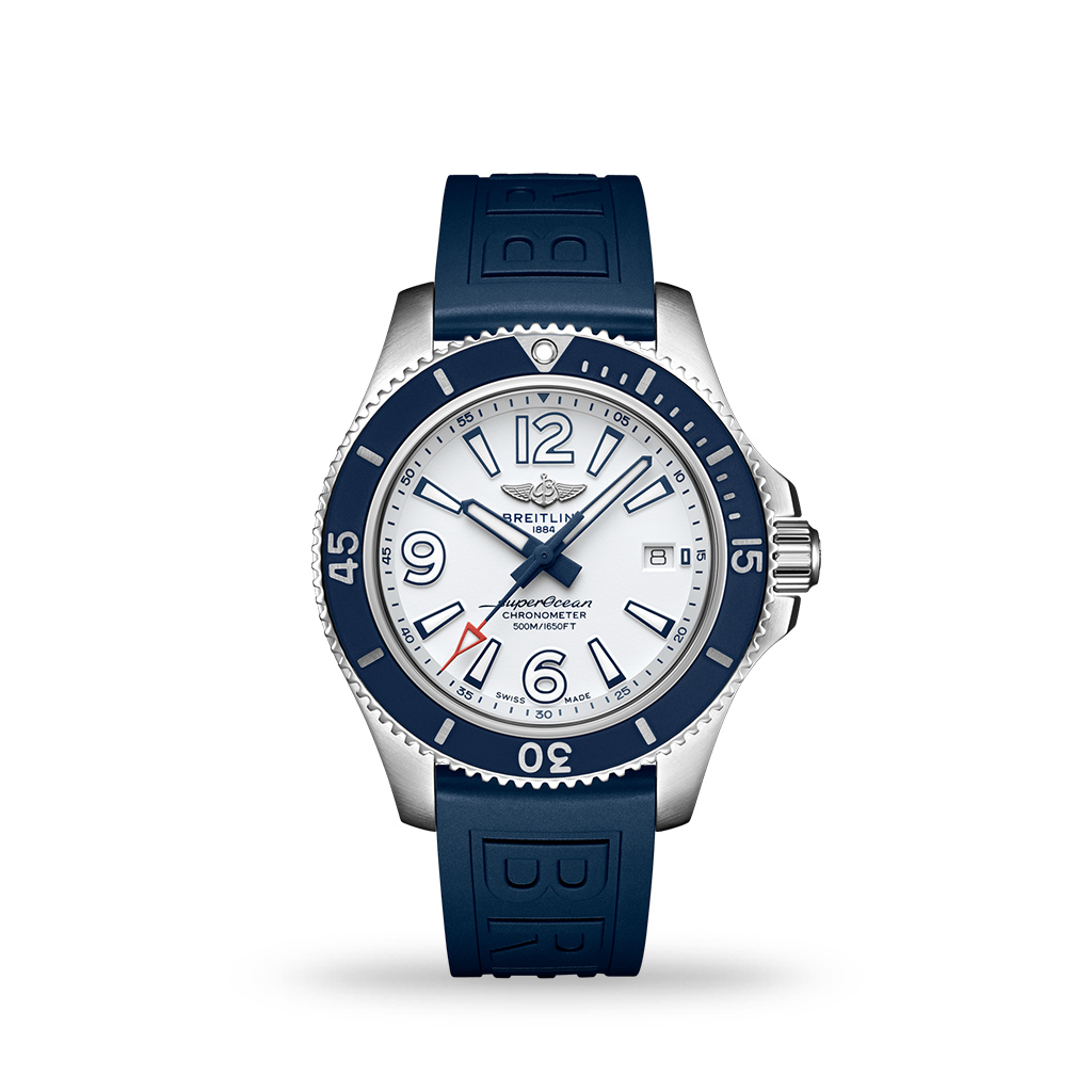 Breitling Superocean Automatic 42mm White Dial Blue Rubber Strap