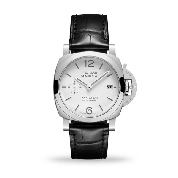 Panerai Luminor Marina Quaranta 40mm White Dial Black Leather Strap PAM01271