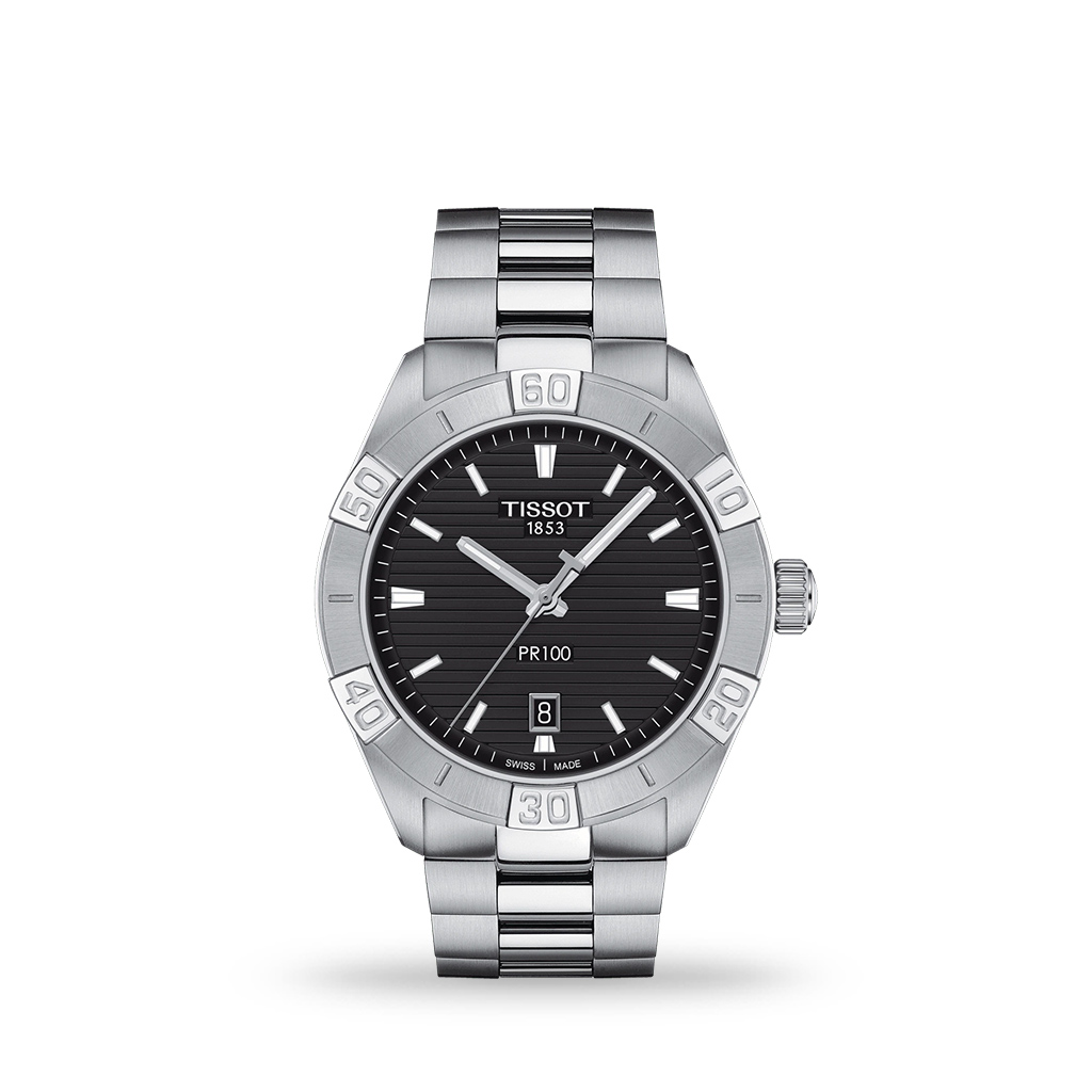 Tissot T-Classic PR 100 Sport Gent Black Dial 42mm Bracelet