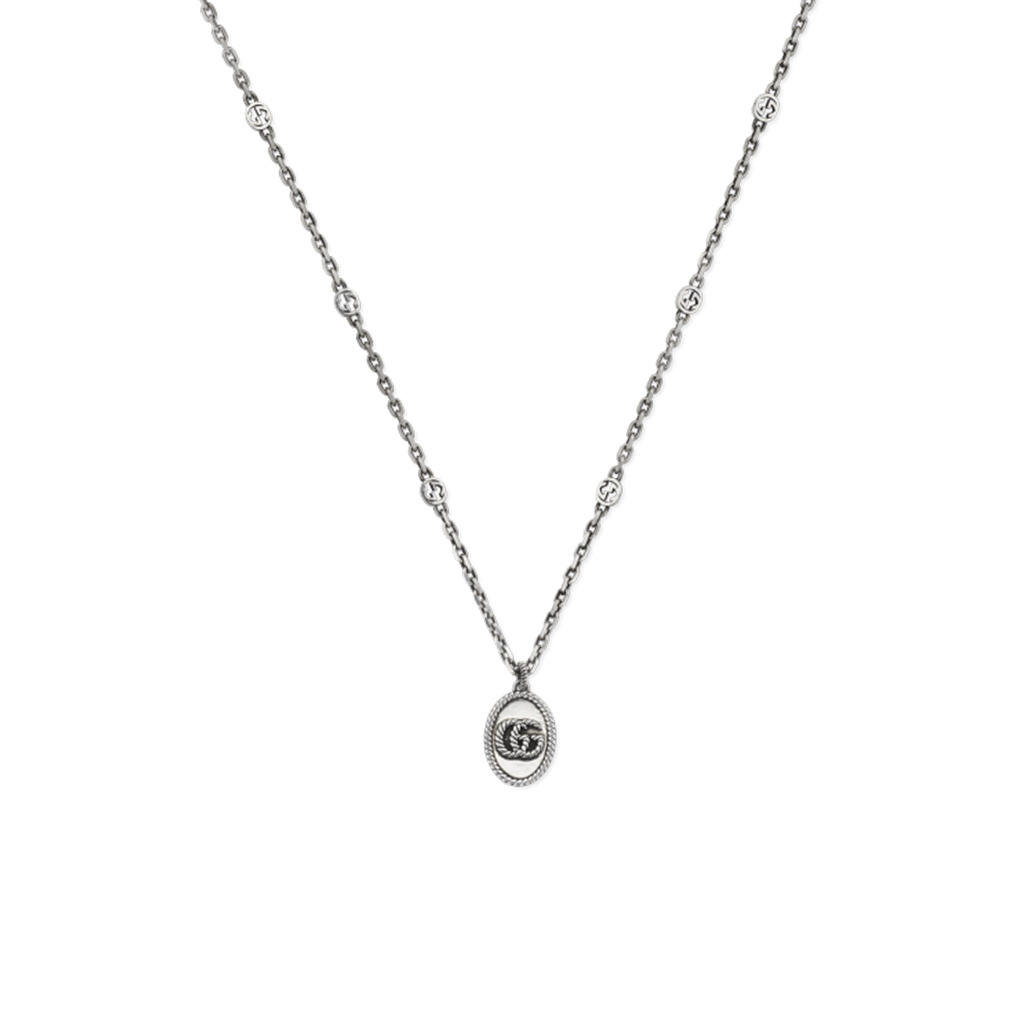 Gucci Double G Marmont Necklace in Aged Silver
