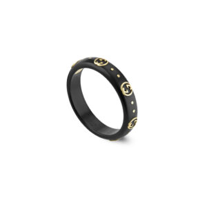 Gucci Icon Ring 18kt Yellow Gold 4mm Black Corundum YBC679262001
