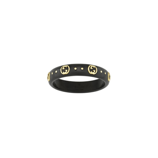 Gucci Icon Ring 18kt Yellow Gold 4mm Black Corundum YBC679262001