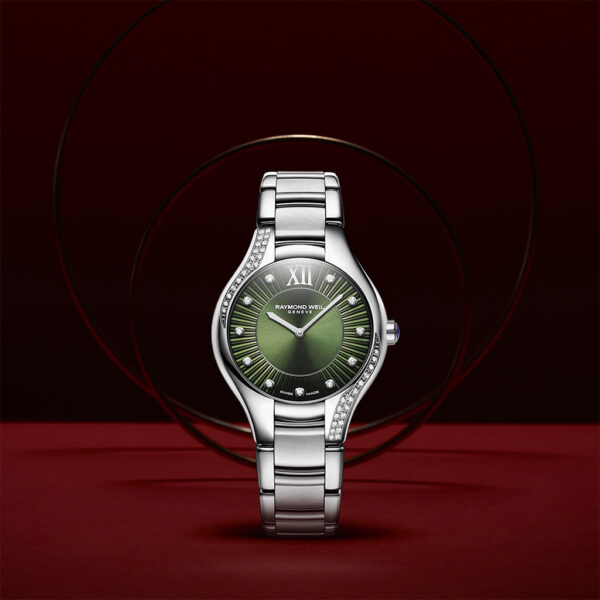 Raymond Weil Noemia Quartz 32mm Green Dial With 47 Diamonds Bracelet 5132-s1s-52181