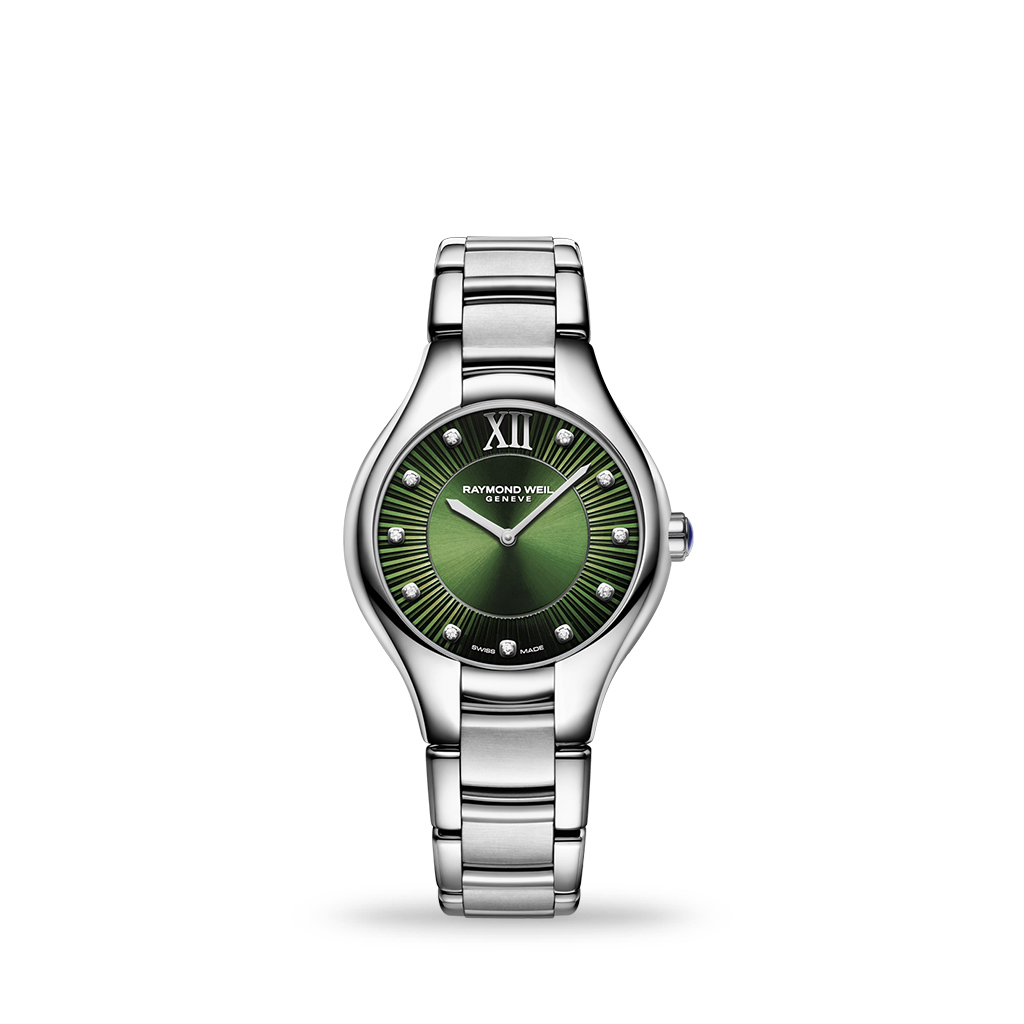 Raymond Weil Noemia Quartz 32mm Green Dial With Diamonds Bracelet