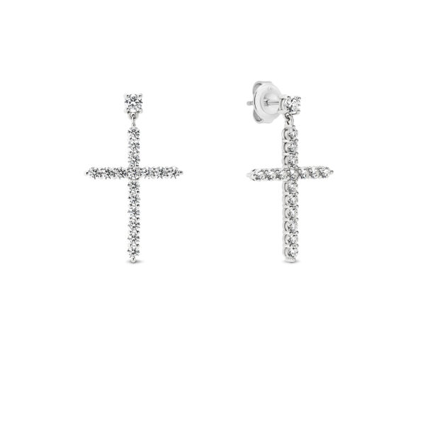 Leyla Rose Cubic Zirconia Silver Medium Cross Esther Earrings LR-ED97