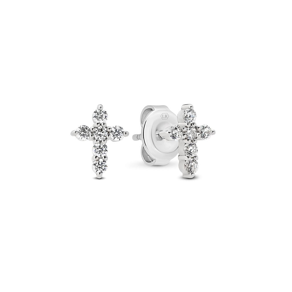 Cubic Zirconia Silver Petite Cross Hannah Earrings