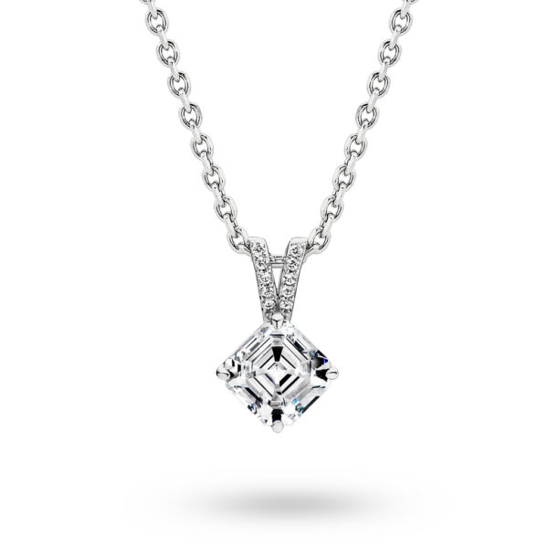 Cubic Zirconia Silver Asscher Valencia Pendant R-P64-41-45CM