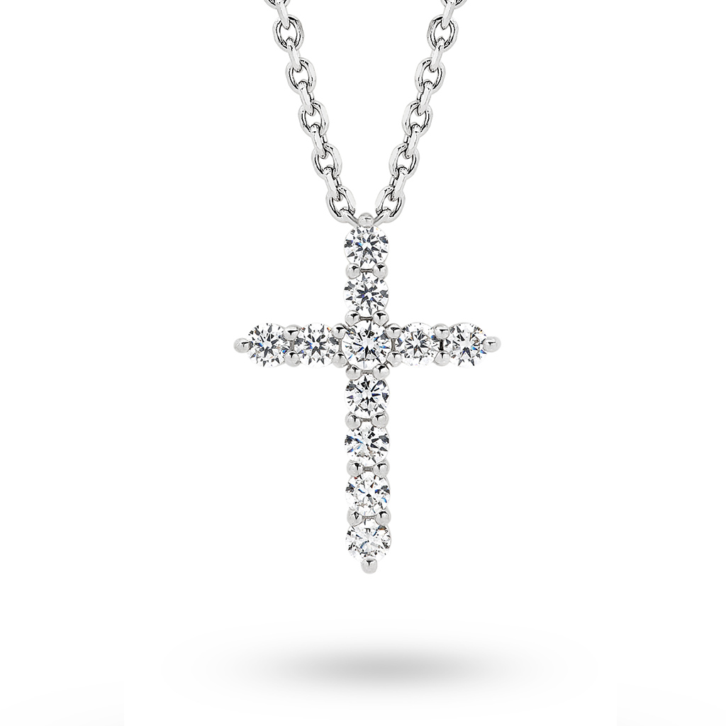 Cubic Zirconia Slide Through Cross Mary Pendant