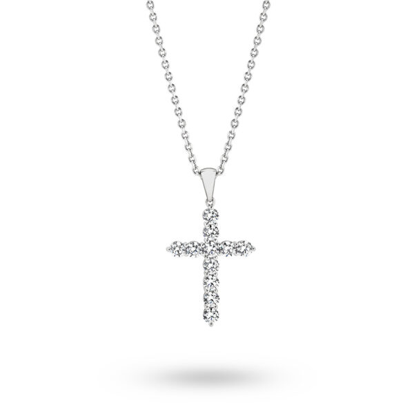 Leyla Rose Cubic Zirconia Silver Large Cross Deborah Pendant LR-P68-41-45CM