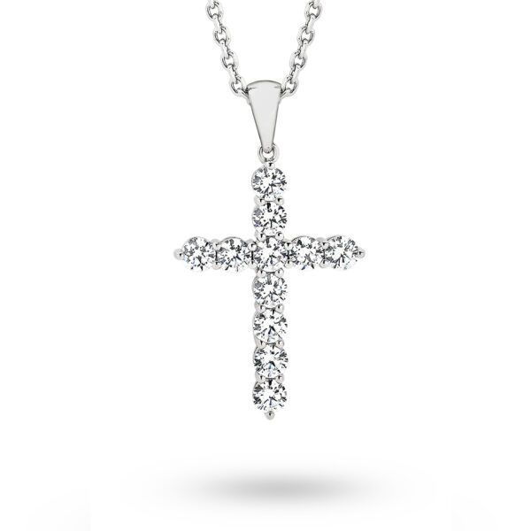 Leyla Rose Cubic Zirconia Silver Large Cross Deborah Pendant LR-P68-41-45CM