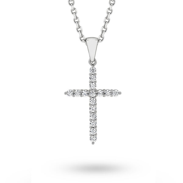 Leyla Rose Cubic Zirconia Silver Medium Cross Esther Pendant LR-P69-41-45cm