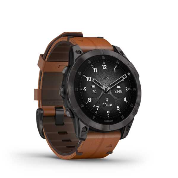 garmin black dial and chestnut leather band