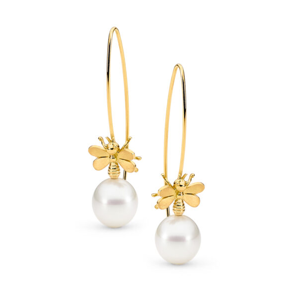 Allure South Sea Pearl Bumblebee Wire Hook Earrings 020-00542