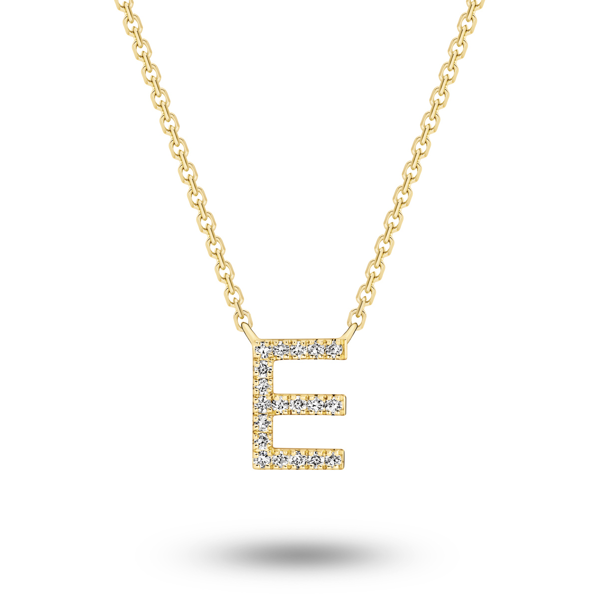 18K Diamond Set Initial E Necklace