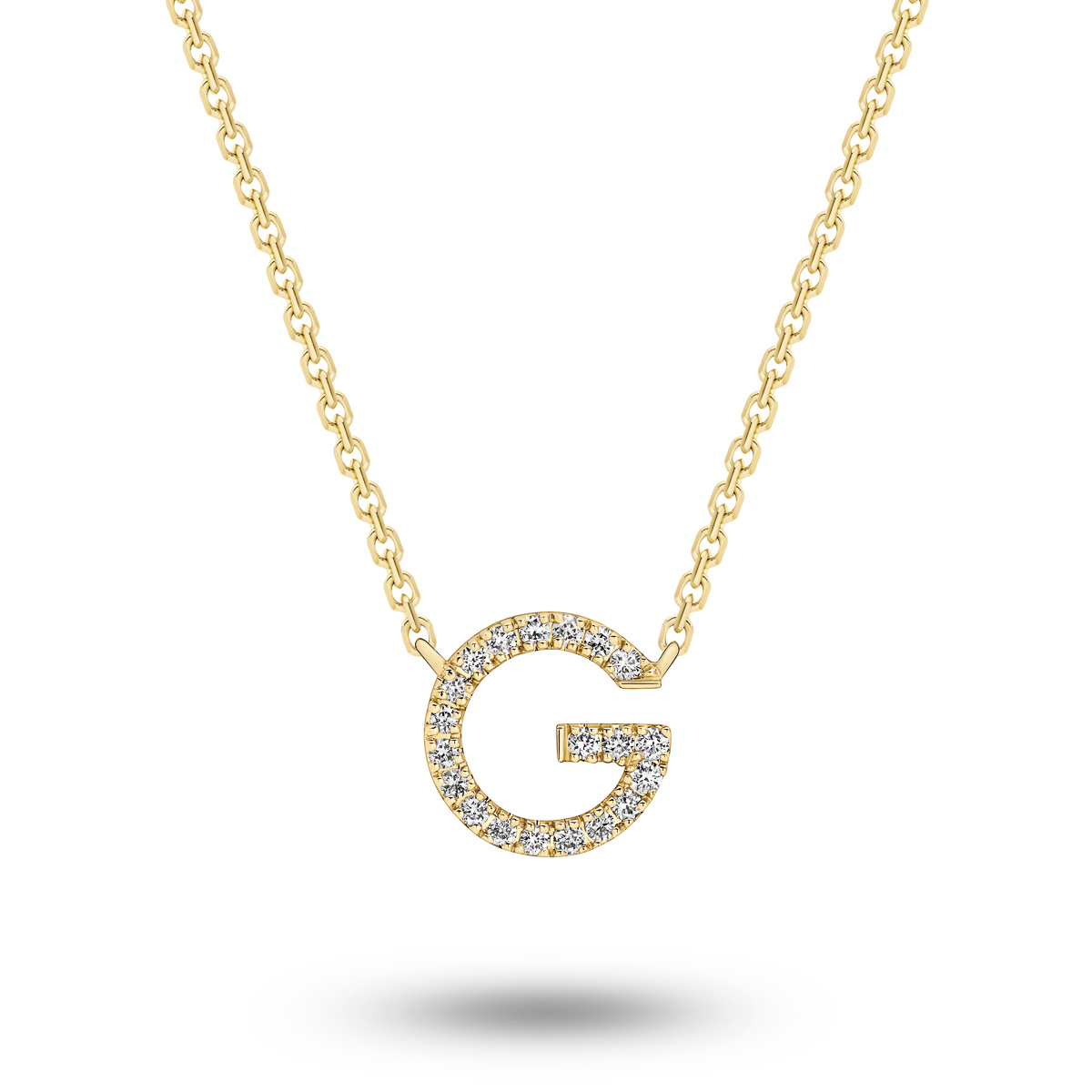 18K Diamond Set Initial G Necklace