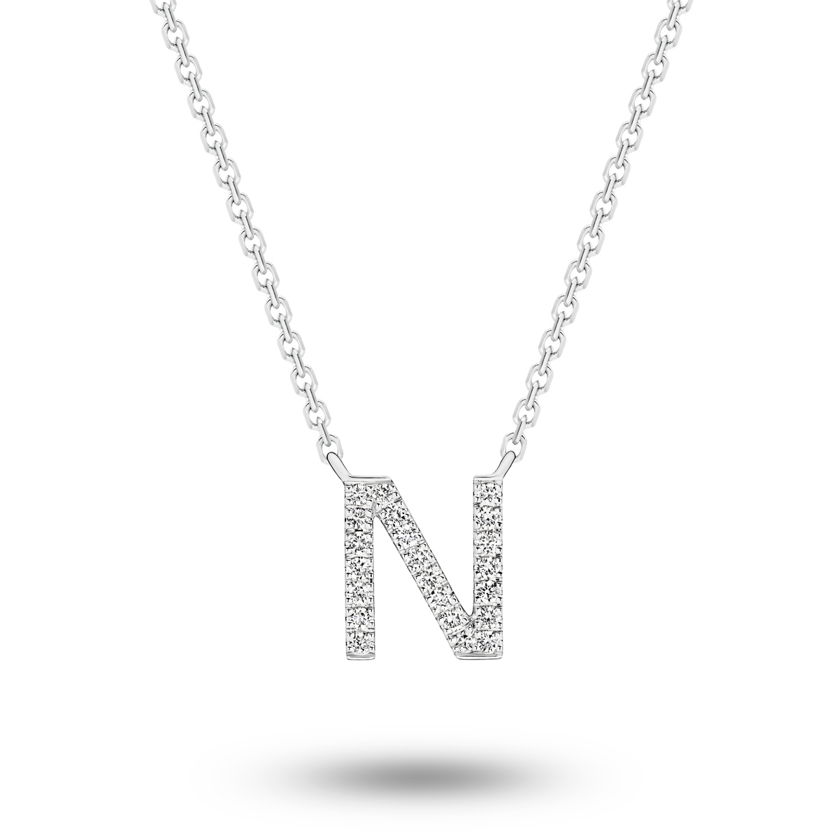 18K Diamond Set Initial N Necklace