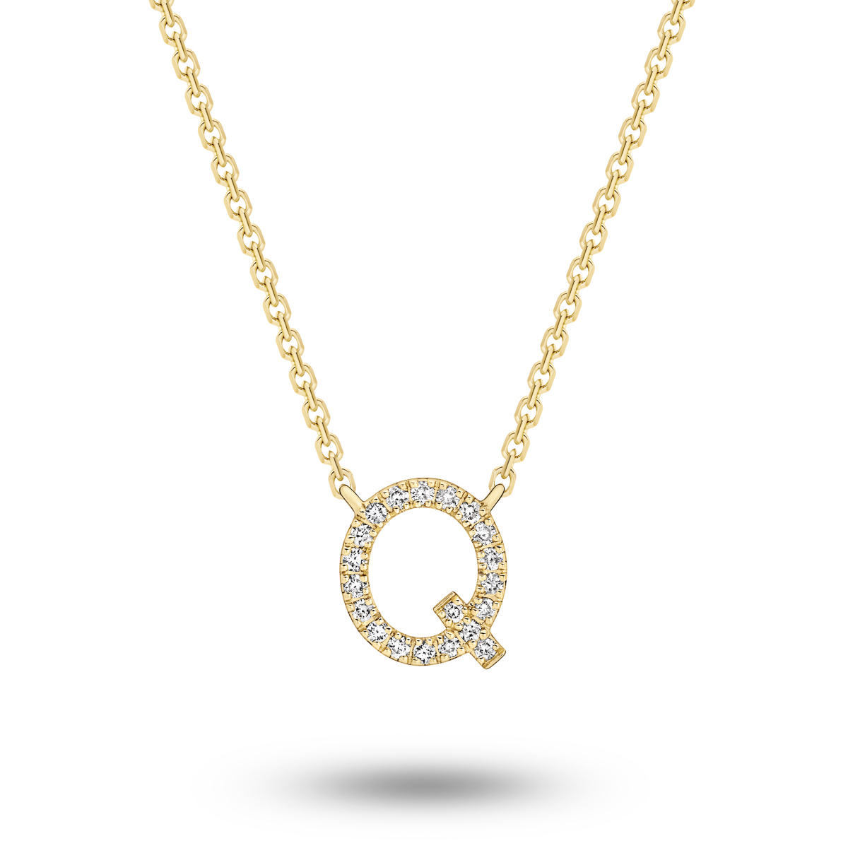18K Diamond Set Initial Q Necklace
