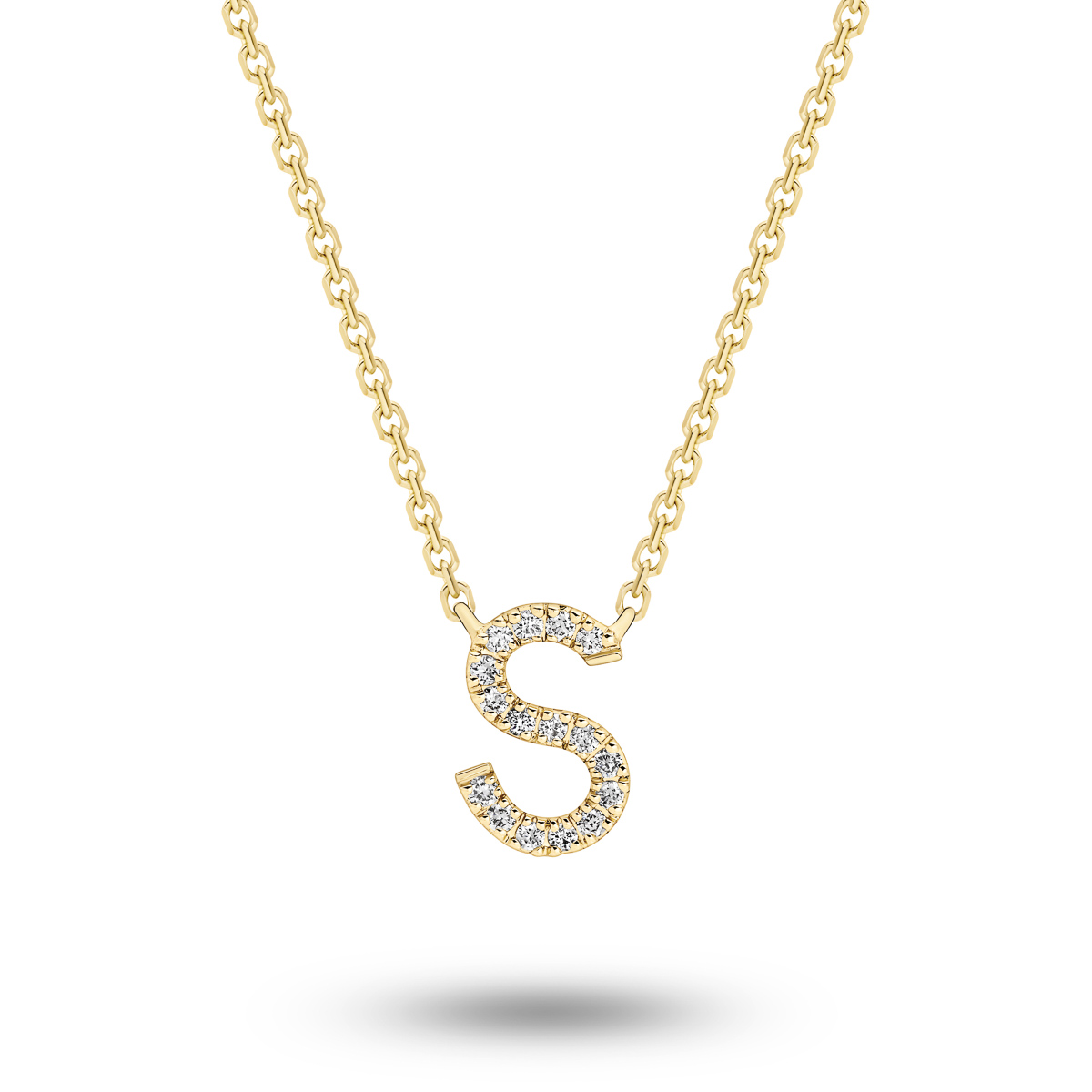 18K Diamond Set Initial S Necklace