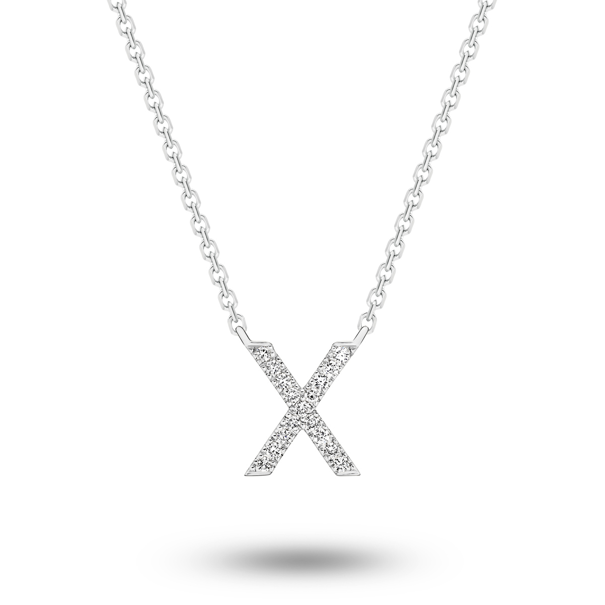 18K Diamond Set Initial X Necklace