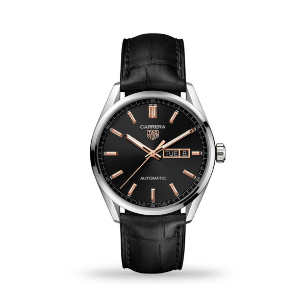 TAG Heuer Carrera Day-dateCalibre 5 Automatic 41mm Black Dial Leather Strap WBN2013.FC6503