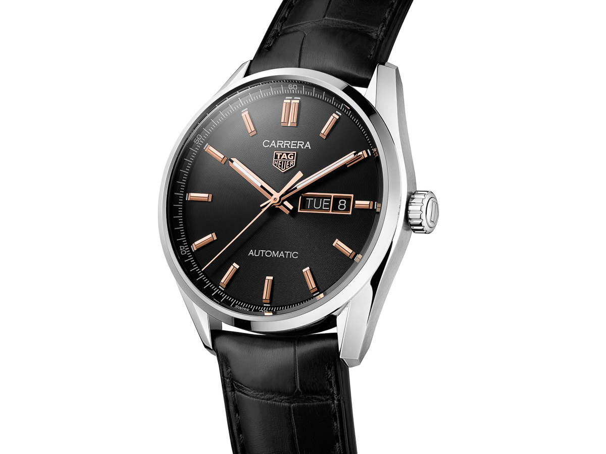 TAG Heuer Carrera Day-dateCalibre 5 Automatic 41mm Black Dial Leather Strap WBN2013.FC6503