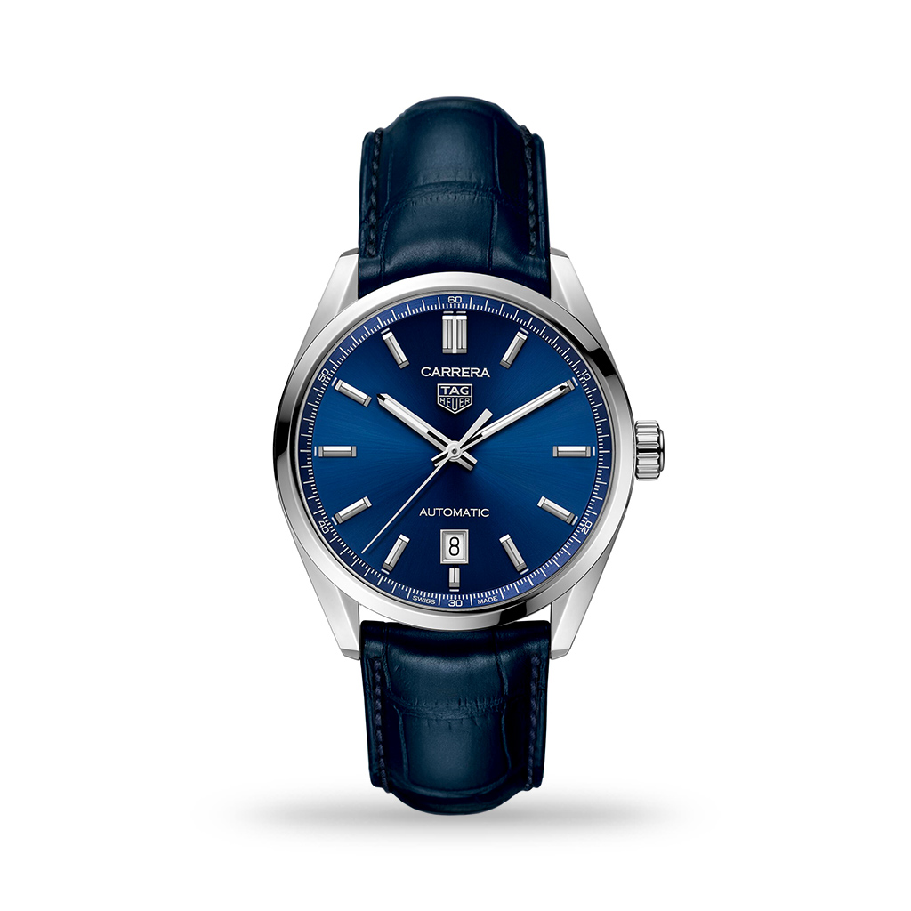 TAG Heuer Carrera Calibre 5 Automatic 39mm Blue Dial Leather Strap
