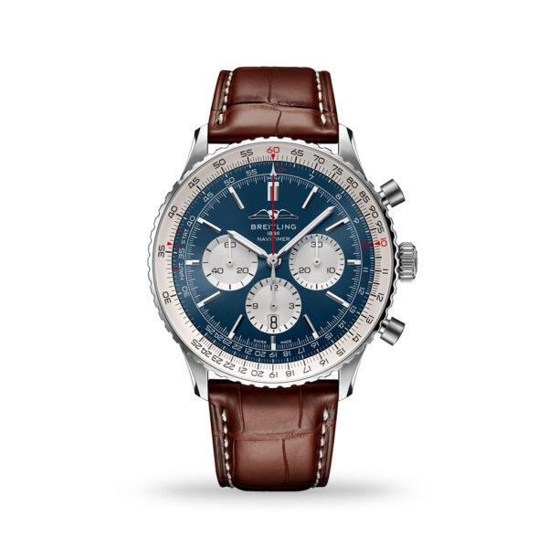 Breitling Navitimer B01 Chronograph 46mm Blue Dial Leather Strap - Model# AB0137211C1P1