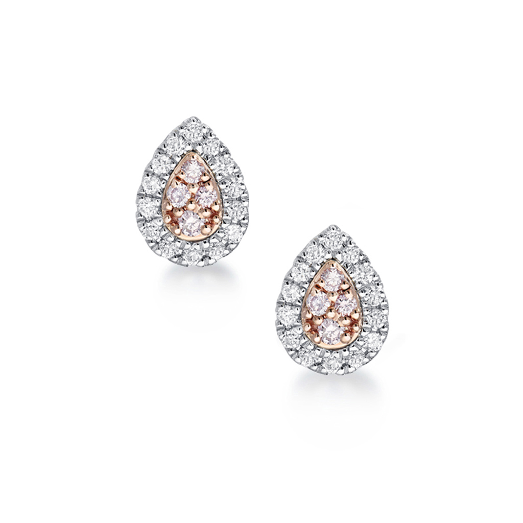 White & Argyle Pink Diamond Round Blush Taluallah Earrings