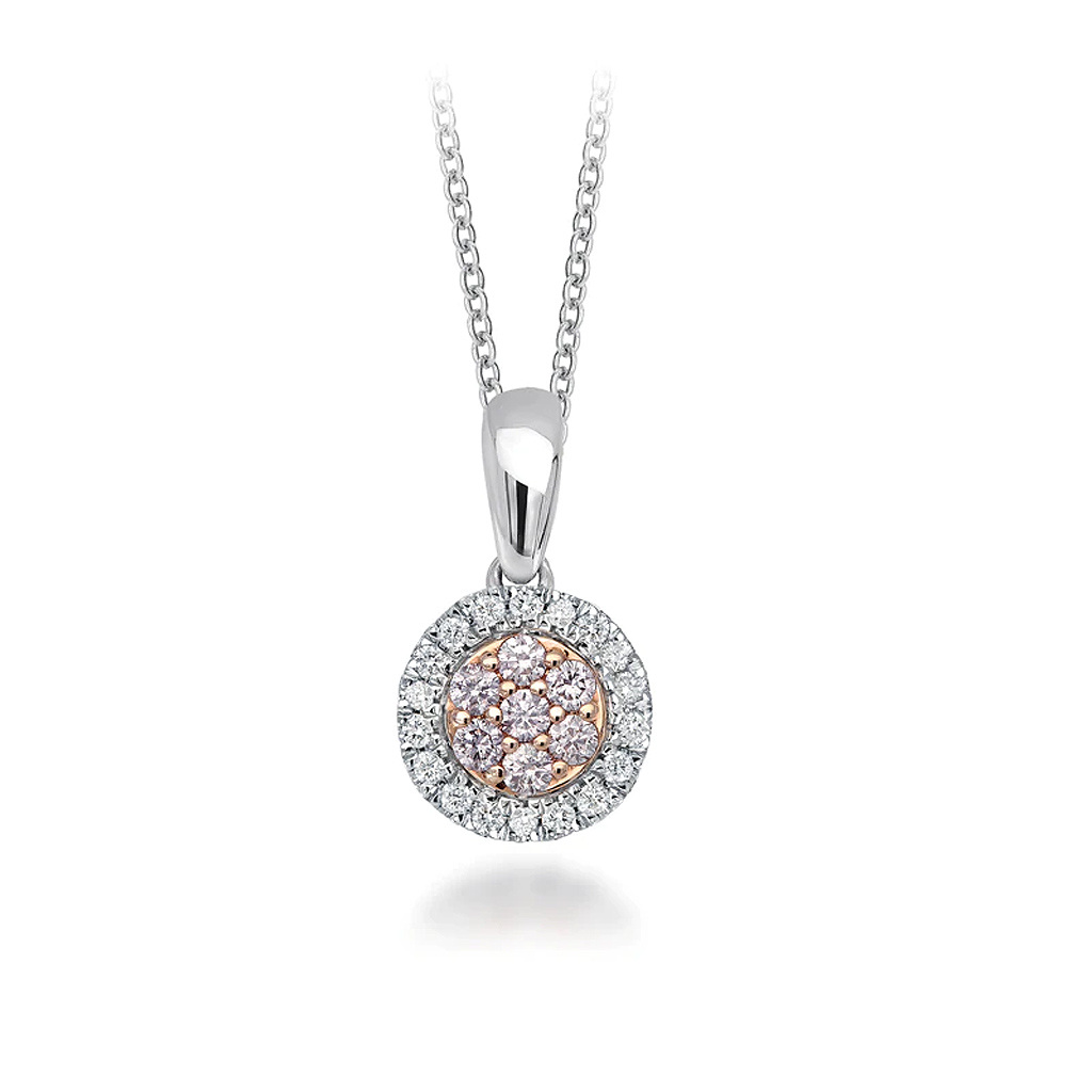 White & Argyle Pink Diamond Round Blush Eloise Pendant Necklace