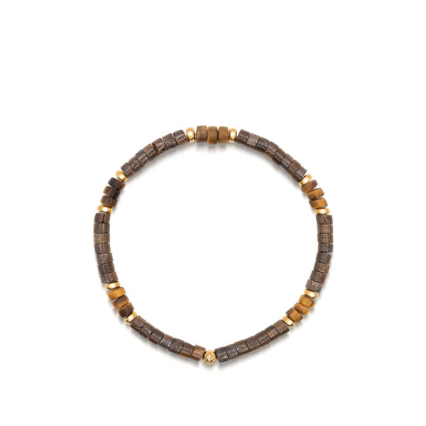 Men's Wristband with Bronzite and Brown Tiger Eye Heishi Beads Model# MB4_031