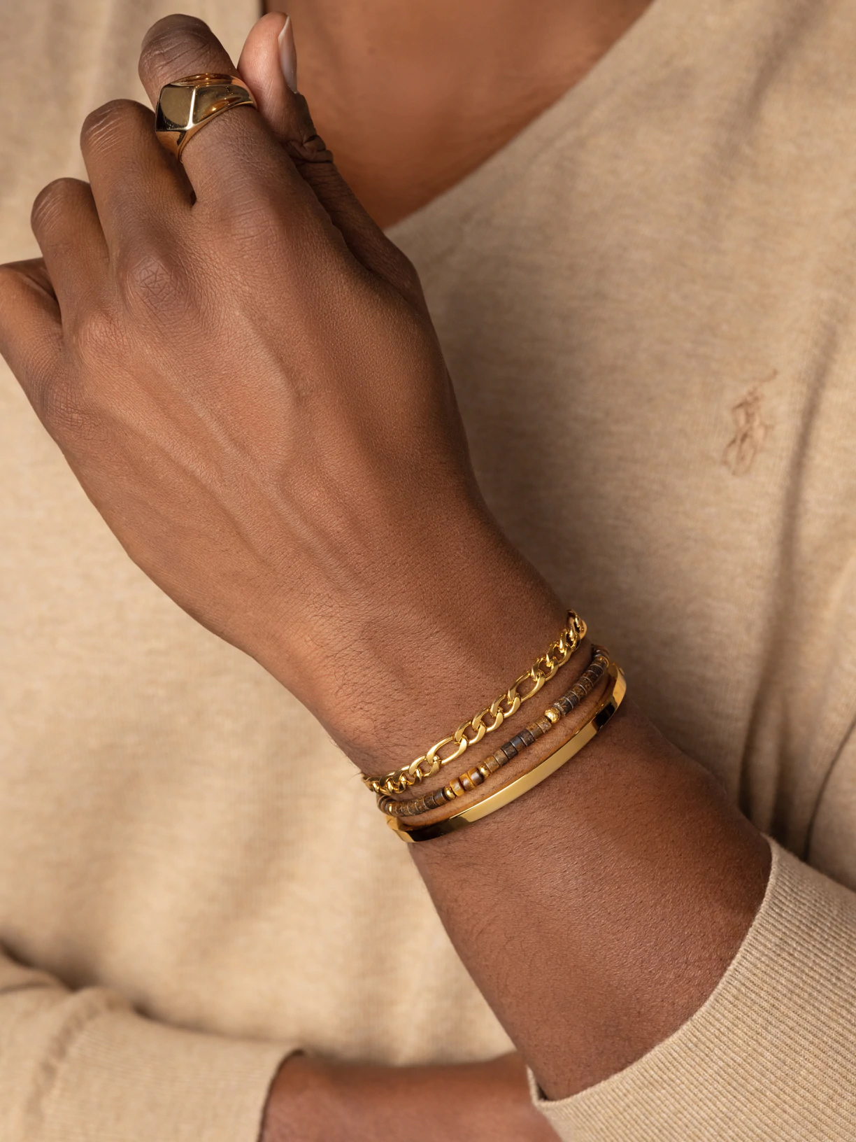 Nialaya Men&#8217;s Wristband with Heishi Beads